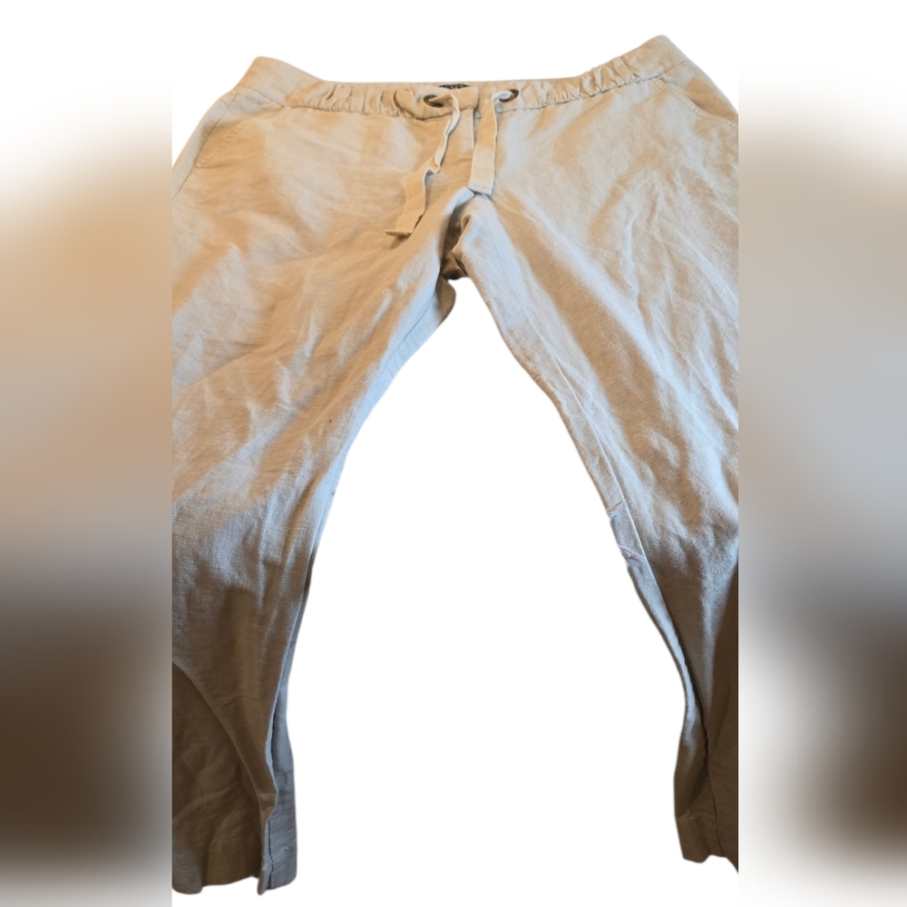 J. Crew Curvy Fit Linen Pants, Light Tan Size 12